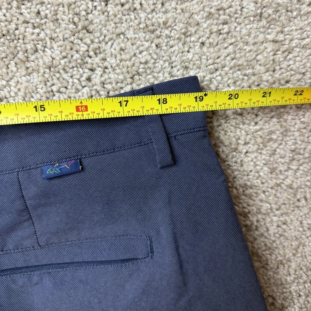 Greg Norman Chino Golf Shorts Mens 38 Blue Microfiber Stretch Flat Front